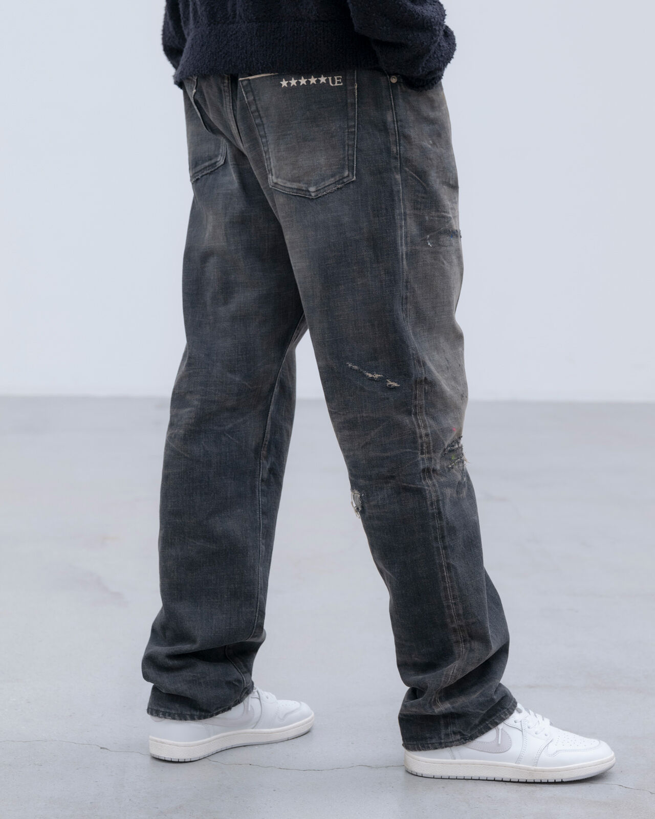 DAMAGED DENIM REGULAR-FIT JEANS,BLACK, large image number 8