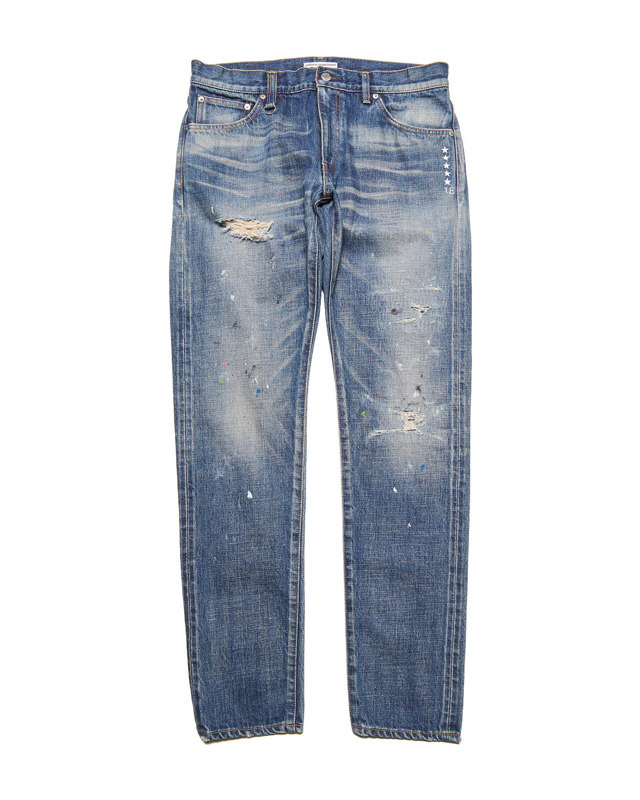 DAMAGED DENIM TAPERED-FIT JEANS,INDIGO, large image number 0
