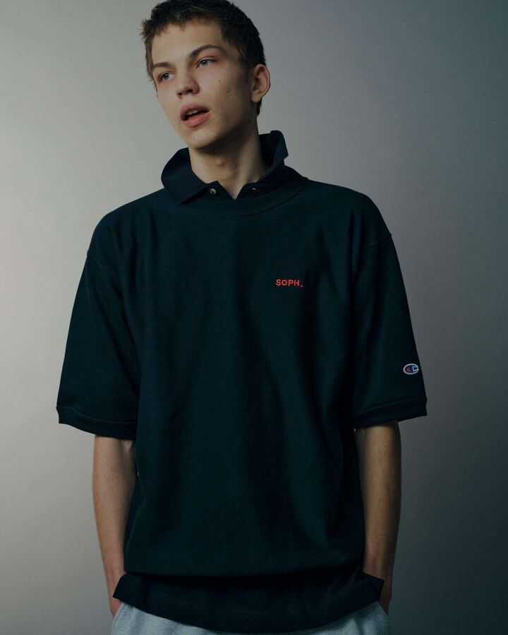 Champion REVERSE WEAVE BASIC S/S CREWNECK SWEAT,NAVY, medium image number 5