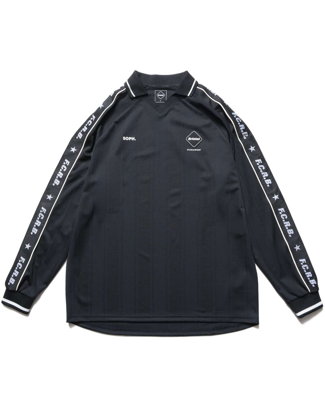 SHADOW WEAVE STRIPE L/S TOP,BLACK, large image number 0