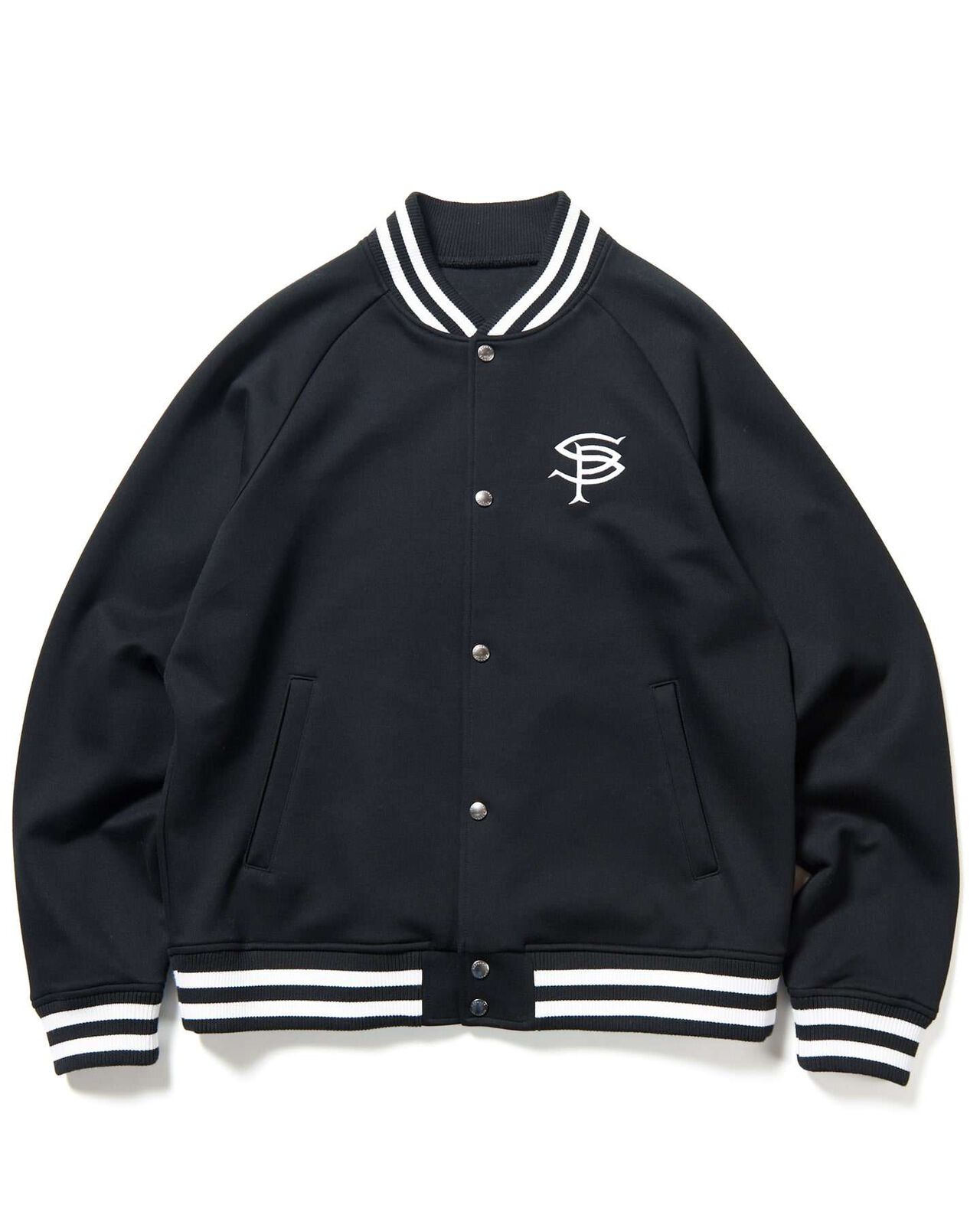 COMPACT DOUBLE KNIT SP LOGO VARSITY JACKET,BLACK, large image number 0