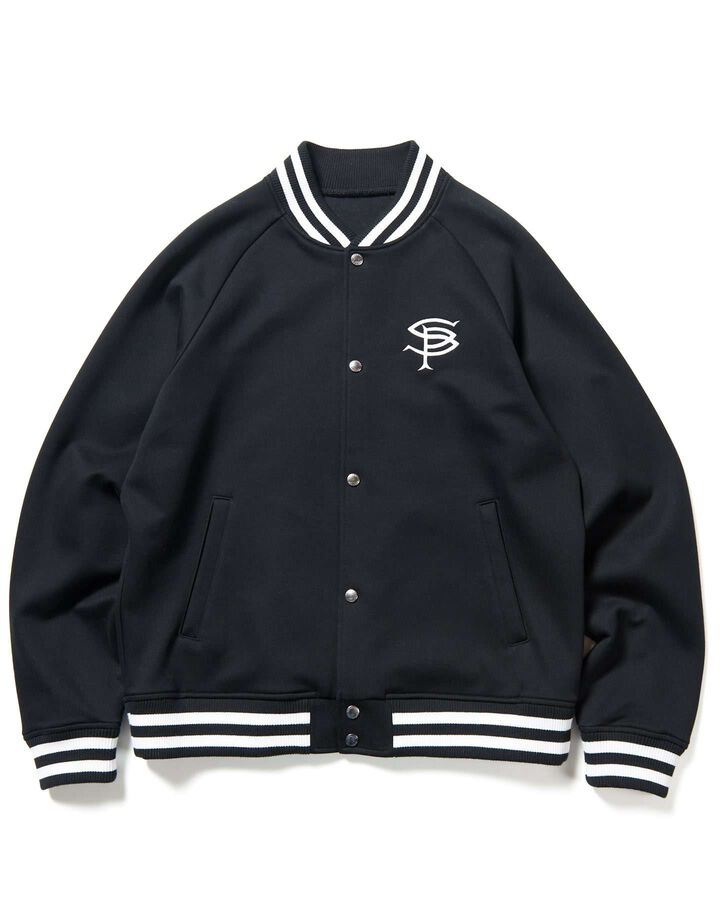 COMPACT DOUBLE KNIT SP LOGO VARSITY JACKET,BLACK, medium