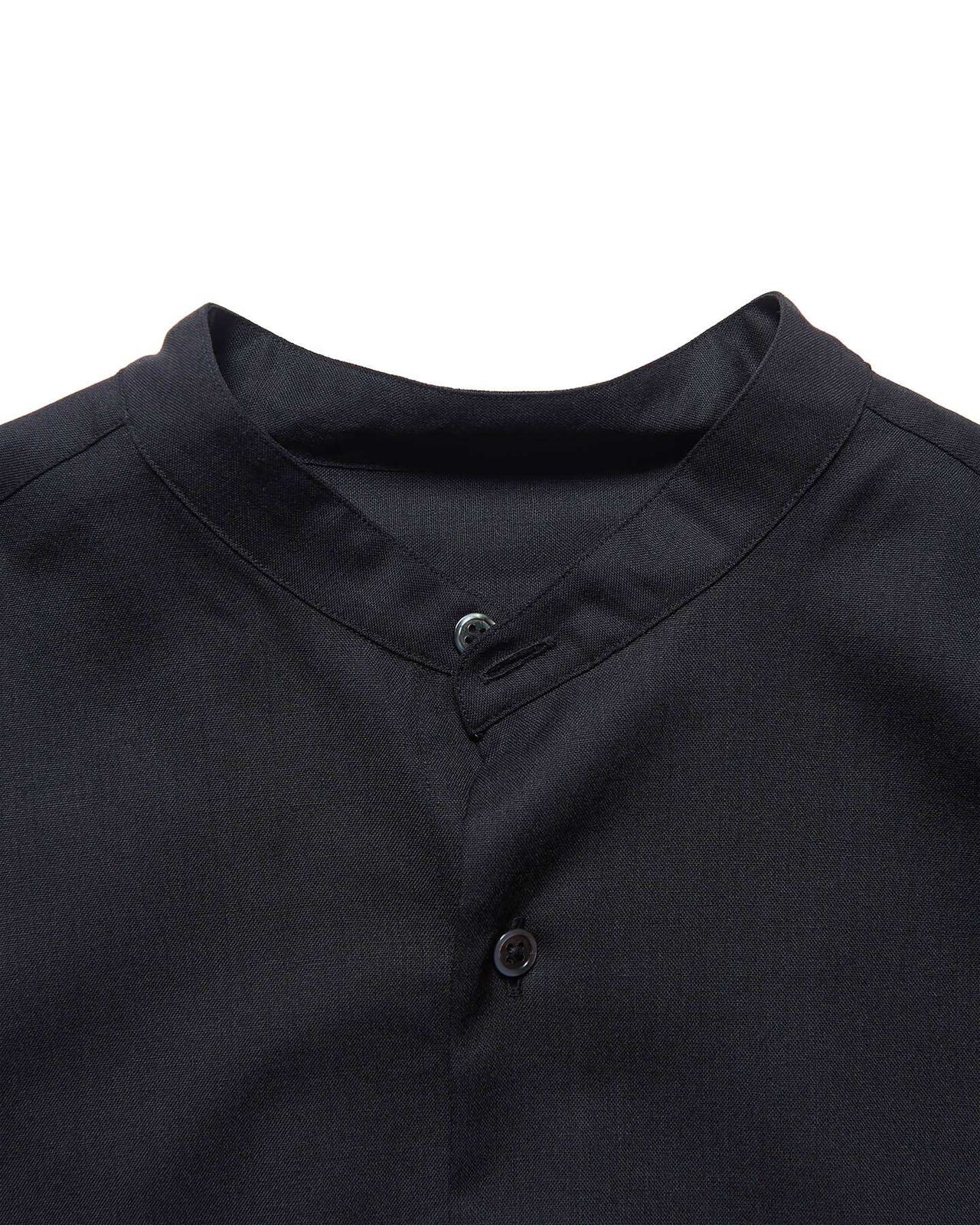 WASHBLE WOOL BAND COLLAR SHIRT,BLACK, large image number 2