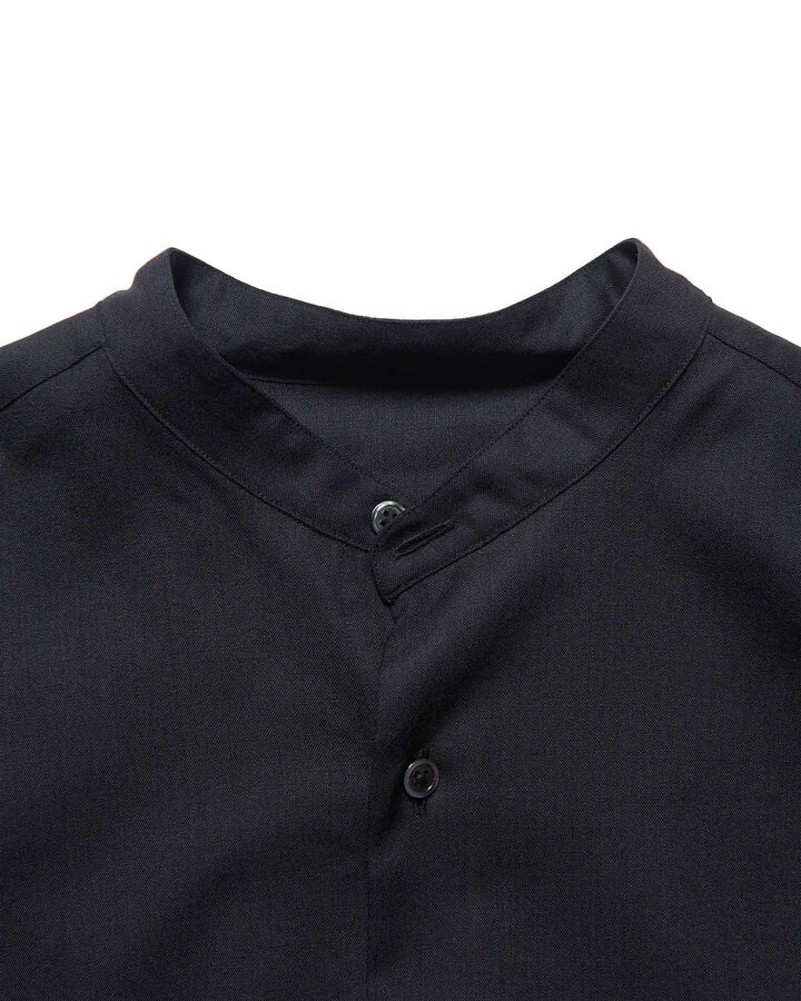 WASHBLE WOOL BAND COLLAR SHIRT,BLACK, medium image number 2