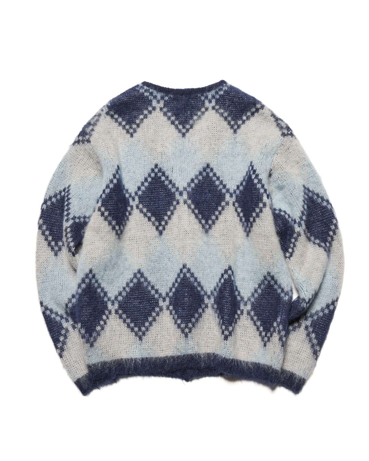 MOHAIR ARGYLE CARDIGAN,BLUE, large image number 1