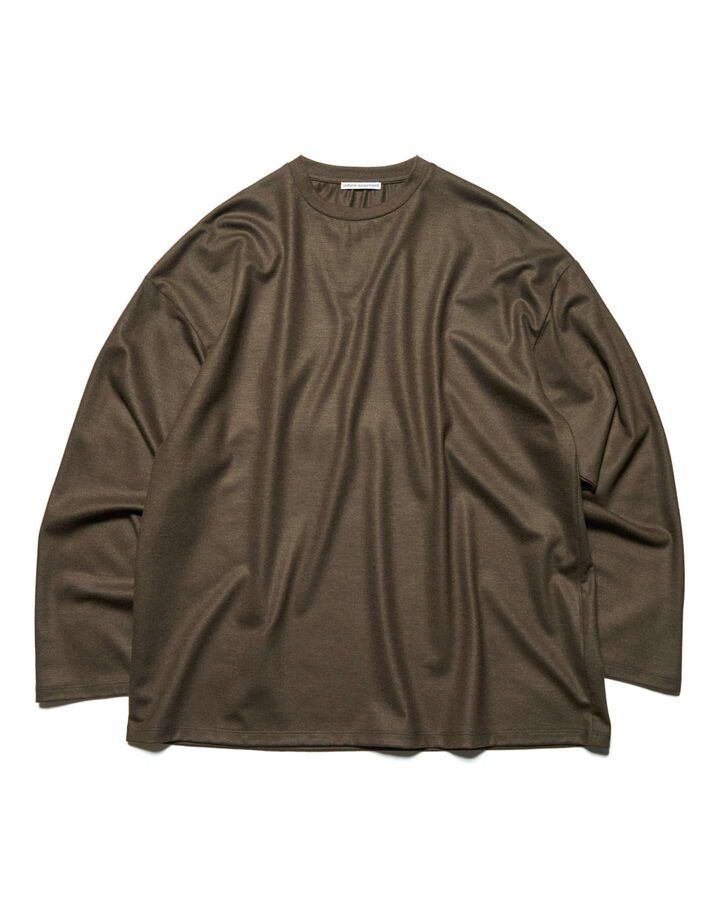 SILKY MILLED WOOL LOOSE L/S TEE,BROWN, medium