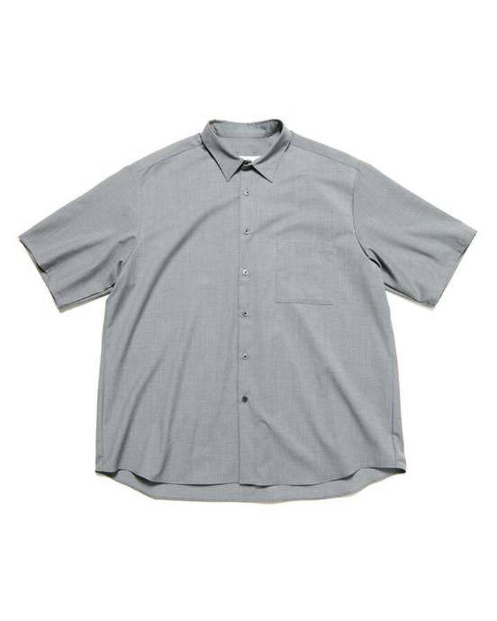 SUMMER STRETCH WOOL S/S SHIRT,GRAY, medium