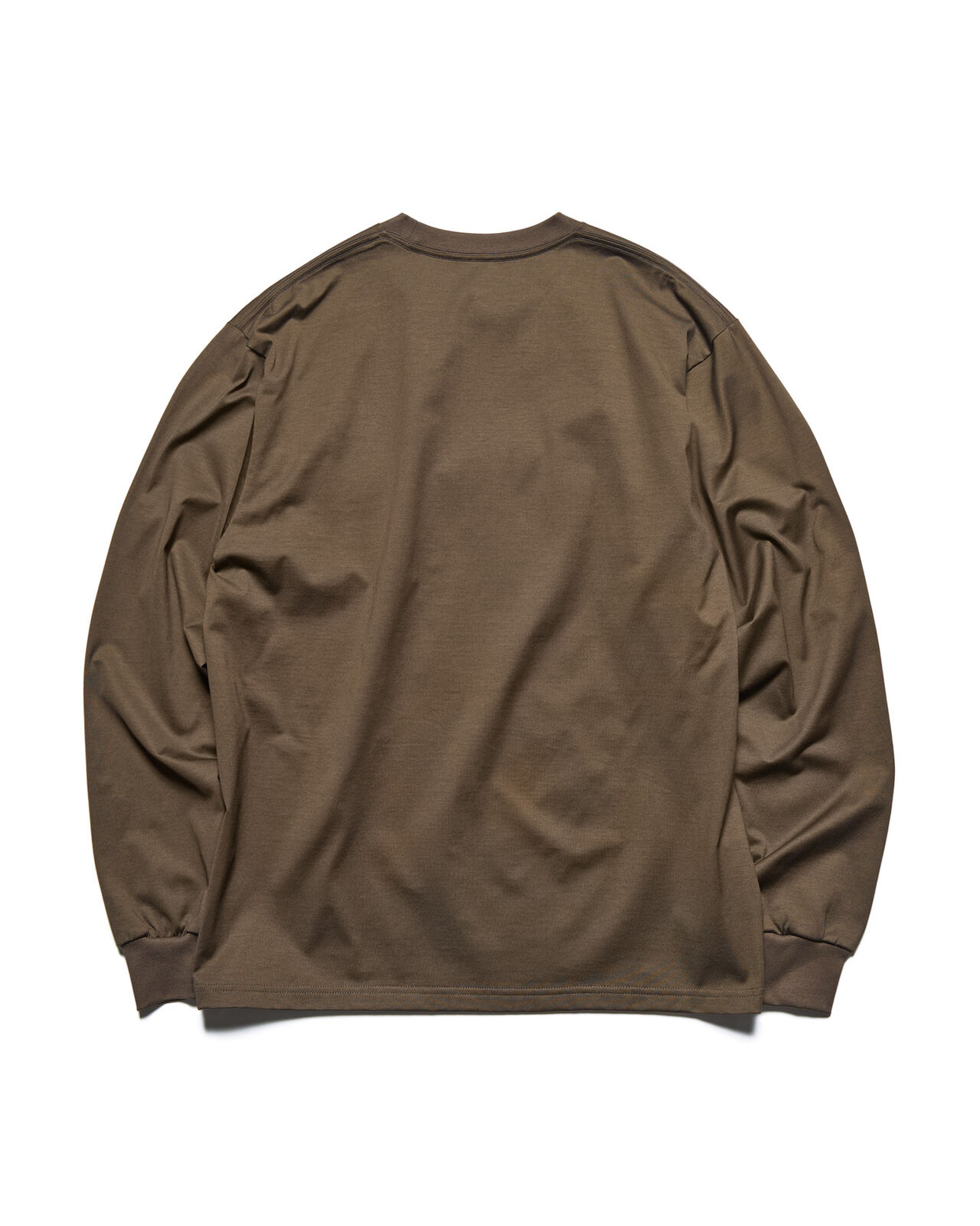 LUSTER COTTON ESSENTIAL L/S TEE,BROWN, large image number 1