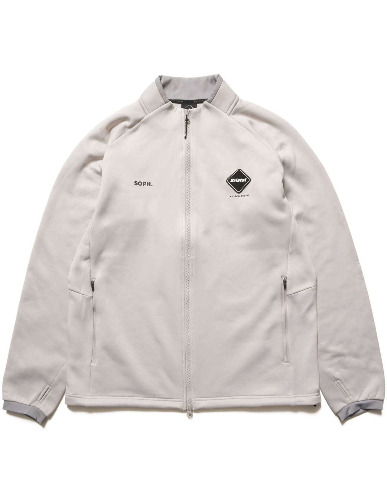 STRETCH FLEECE STAND COLLAR BLOUSON,LIGHT GRAY, large image number 1