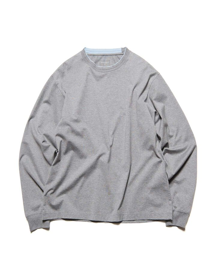 LUSTER COTTON DOUBLE RIB L/S TEE,GRAY, medium