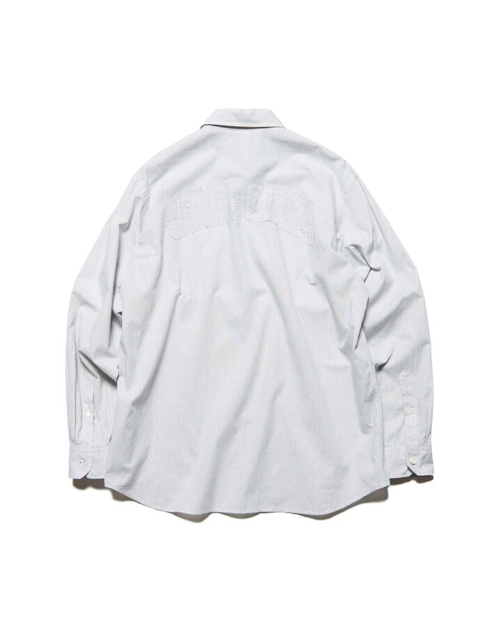 CUT-OUT LOGO STRIPE SHIRT,LIGHT GRAY, medium