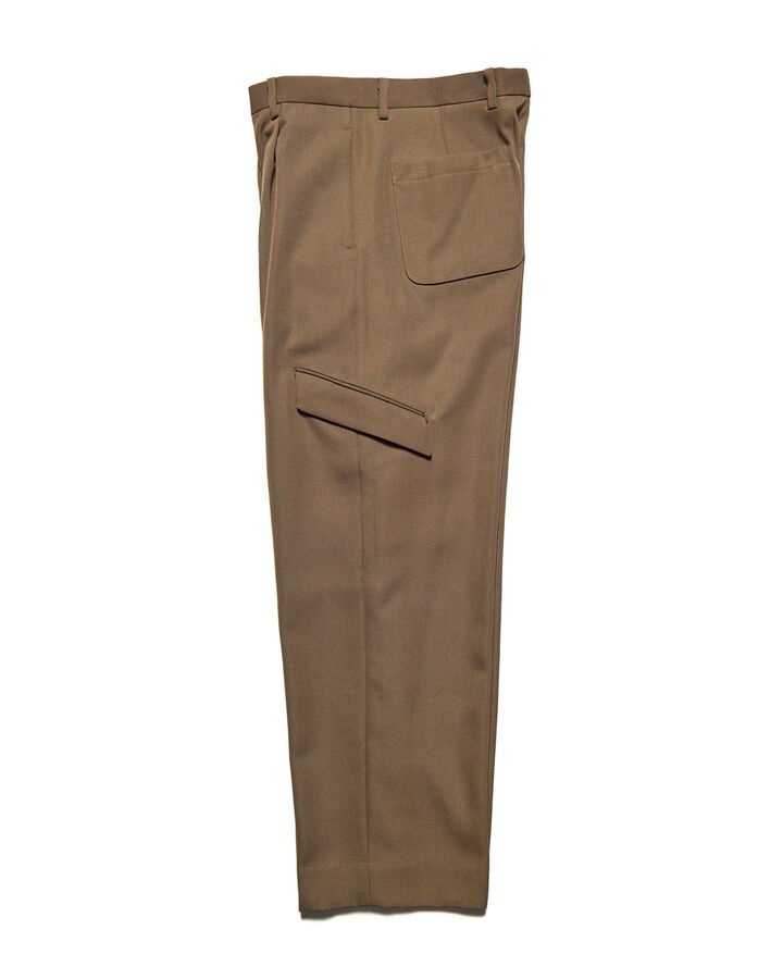 DOESKIN WOOL SIDE POCKET SLACKS,BROWN, medium image number 1