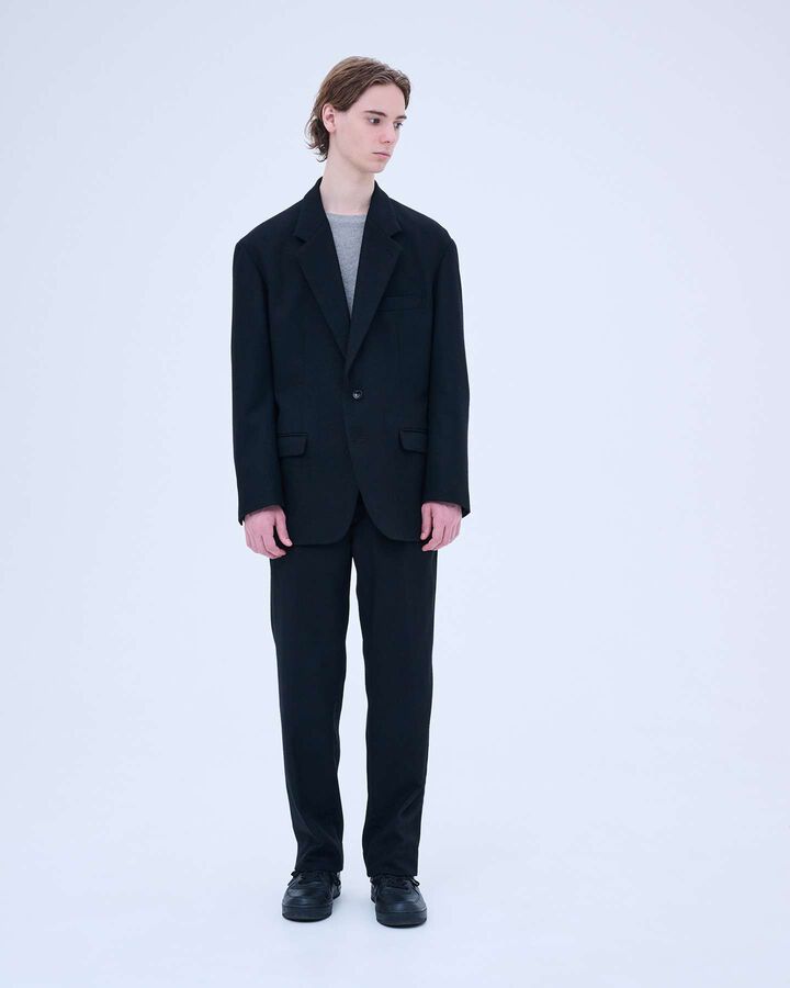 BLENDED WOOL STRAIGHT PANTS,NAVY, medium image number 4