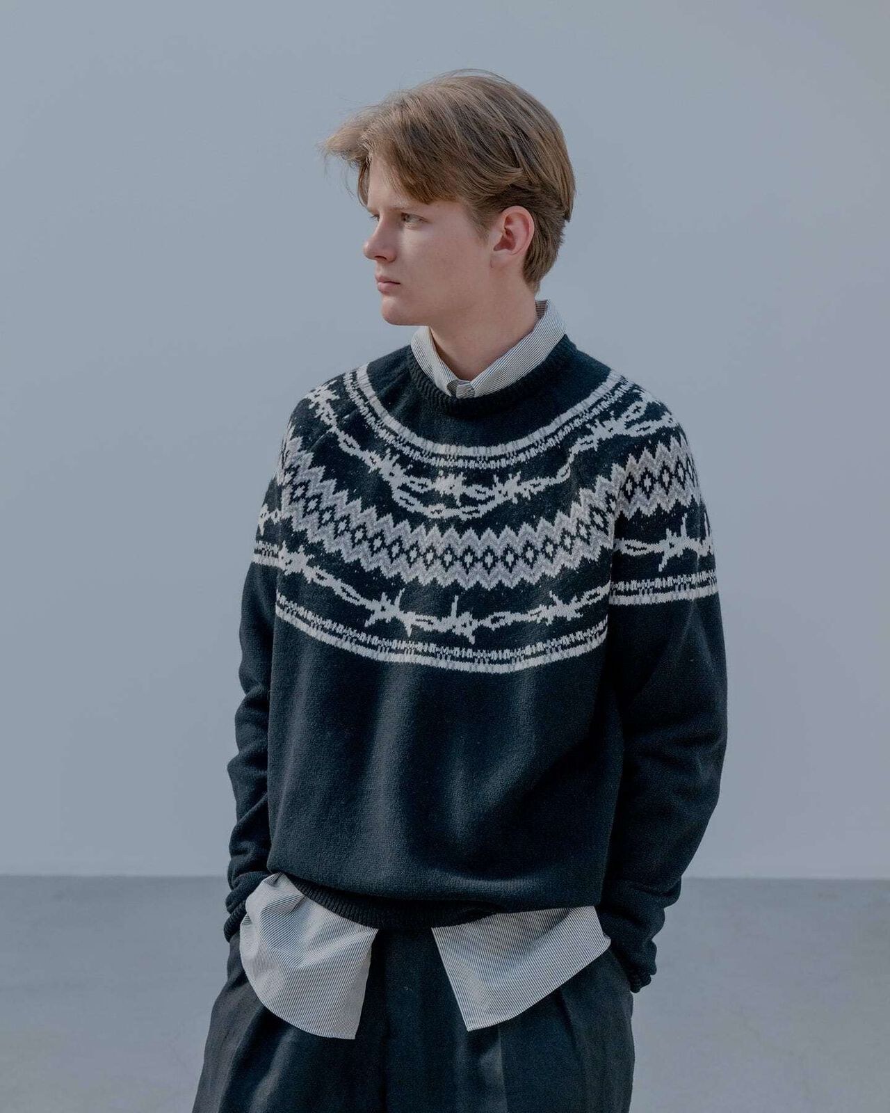 ENTANGLED NORDIC SWEATER,BLACK, large image number 4