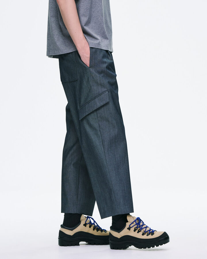 DENIM SIDE POCKET TAPERED CROPPED SLACKS,BLACK, medium image number 6