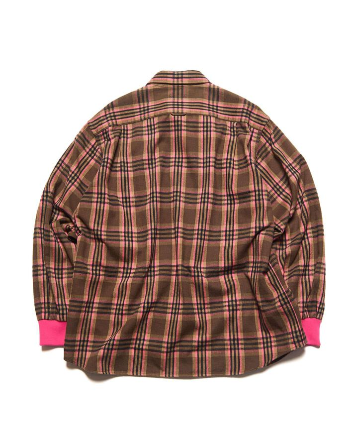 FLANNEL CHECK RIBBED SHIRT,BROWN, medium image number 1
