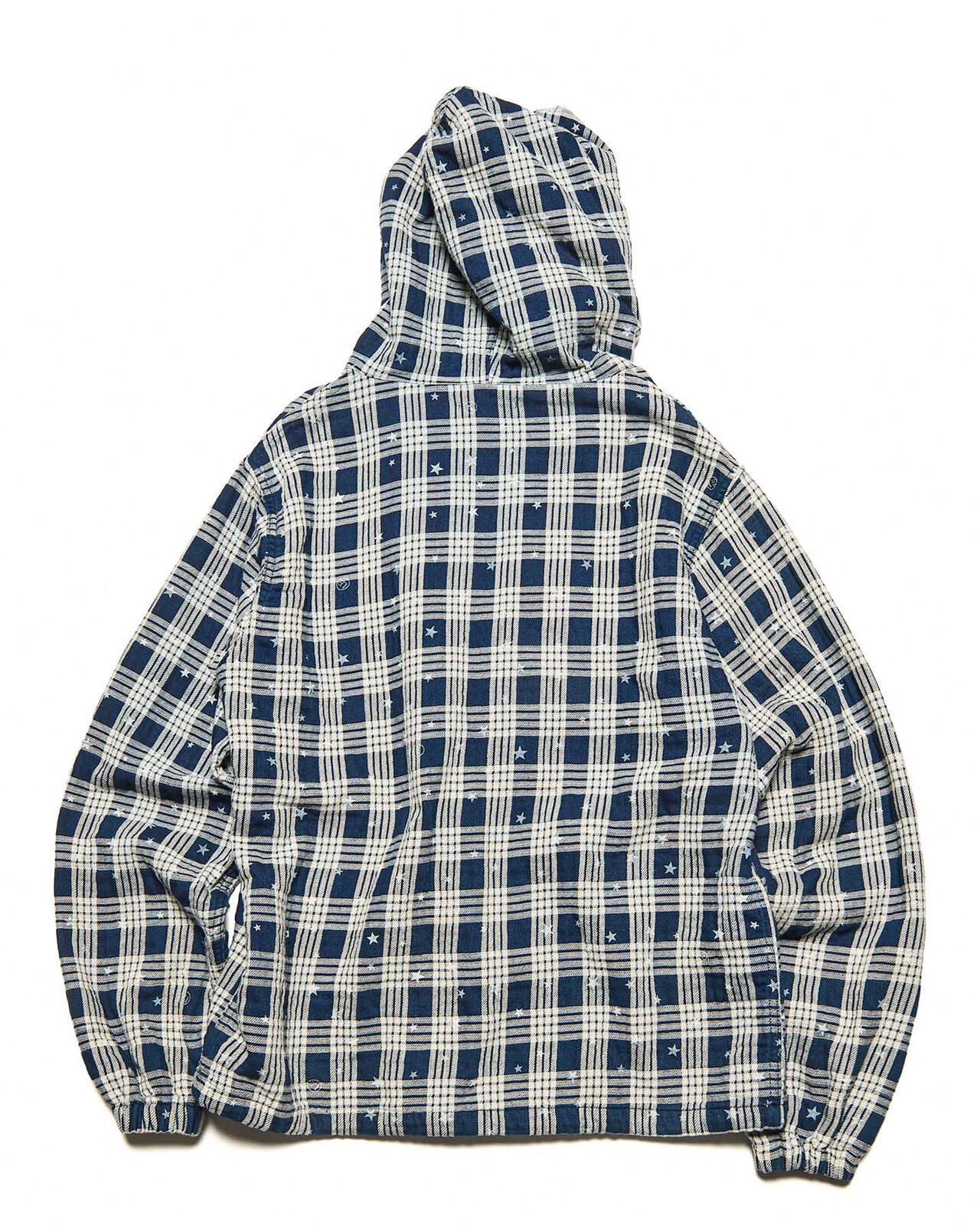STAR PRINT CHECK HOODED BLOUSON,INDIGO, large image number 1
