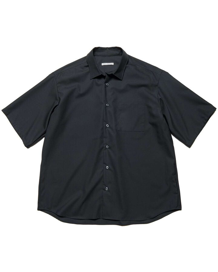 STRETCH WOOL RELAX-FIT S/S SHIRT,BLACK, medium