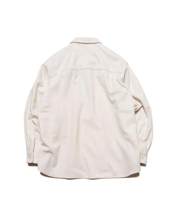 LIGHT MELTON WOOL HALF-ZIP SHIRT,OFF WHITE, medium image number 1