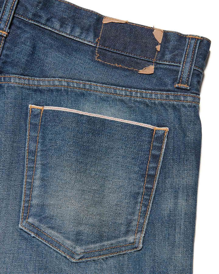 DAMAGED DENIM TAPERED-FIT JEANS,INDIGO, medium image number 4