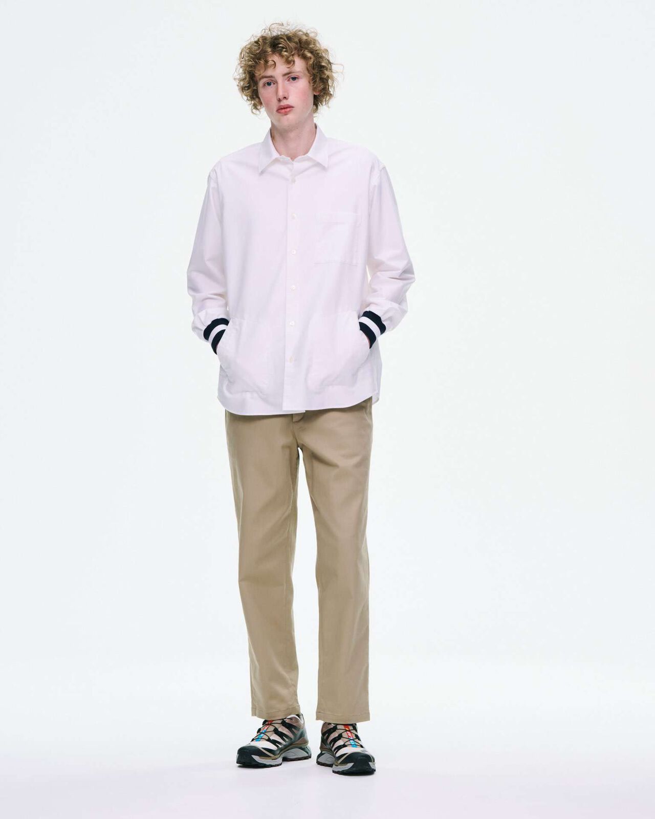 STRETCH TWILL SLIM SLACKS,BLACK, large image number 4