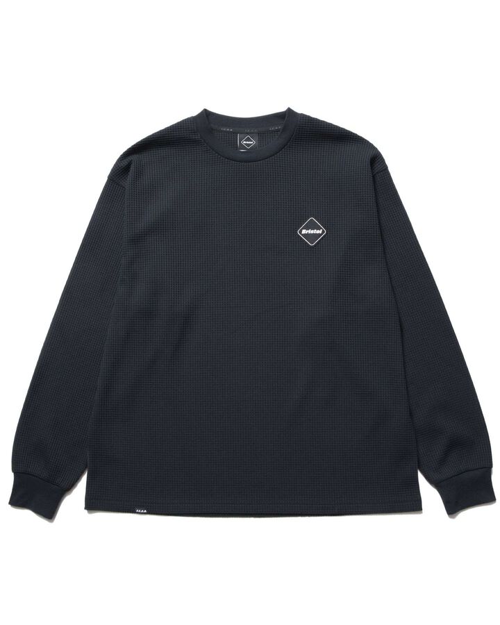 TECH WAFFLE L/S LOUNGE TOP,BLACK, medium