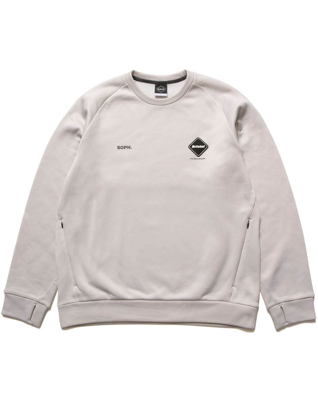 STRETCH FLEECE CREWNECK TOP,LIGHT GRAY, large image number 0