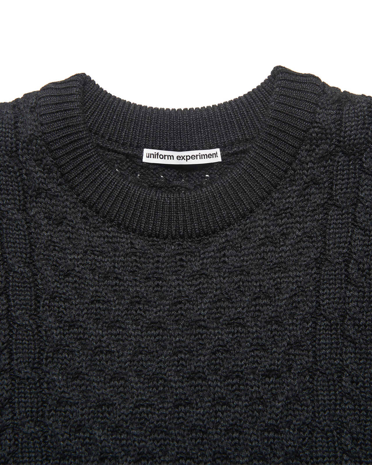 STAR PRINT CHECK PANELED CABLE KNIT,BLACK, large image number 5