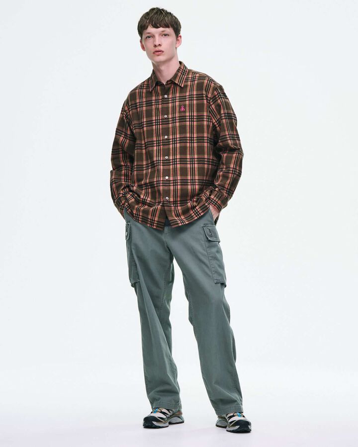 FLANNEL CHECK RELAX-FIT SHIRT,LIGHT GRAY, medium image number 5