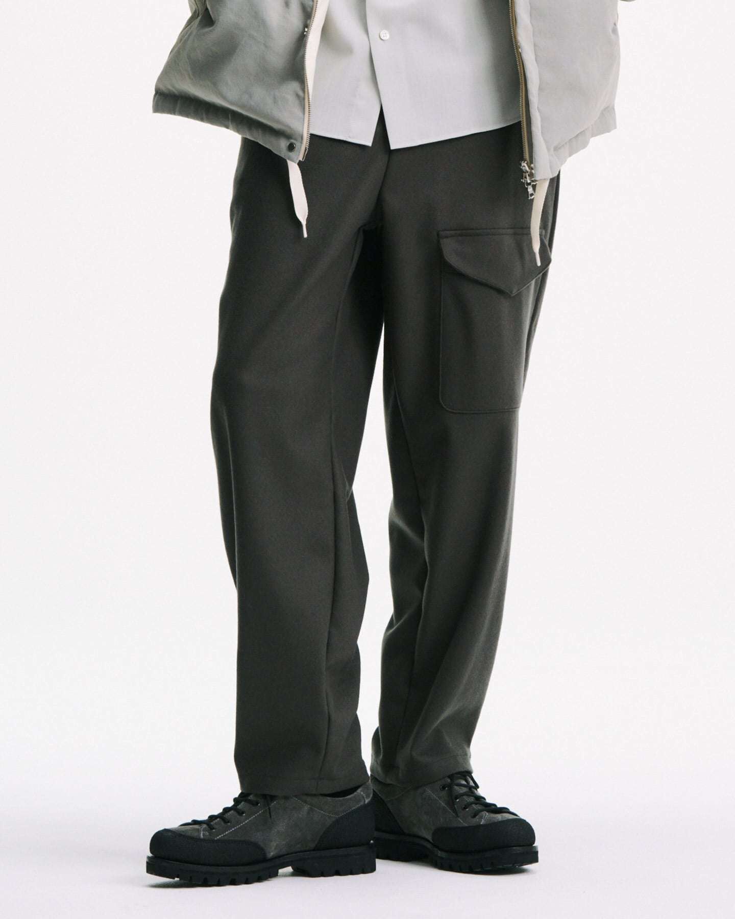 LIGHT MELTON WOOL ROYAL NAVY PANTS