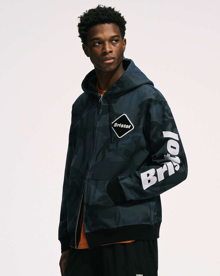 SLEEVE LOGO ZIP-UP SWEAT HOODIE,GREIGE, medium image number 4