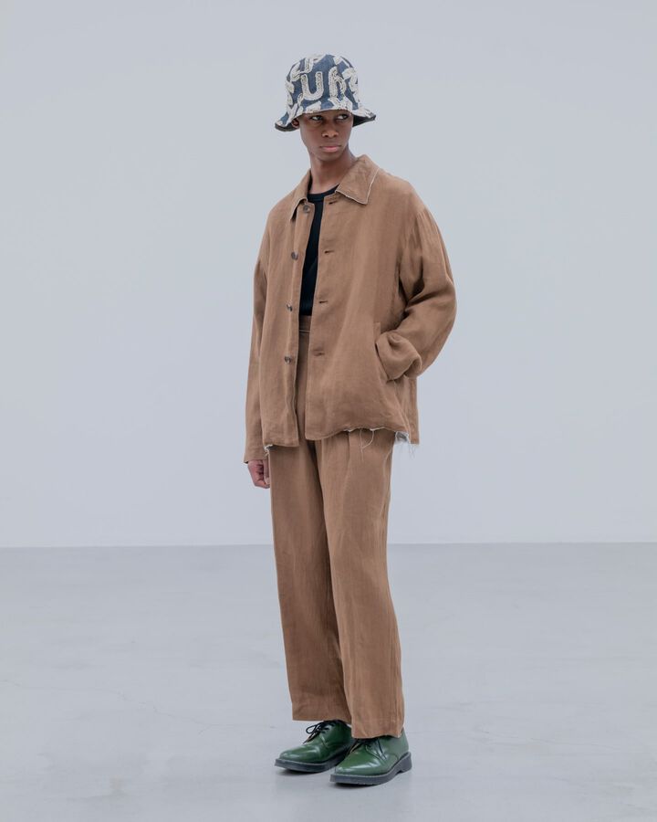 BRUSHED LINEN CUT-OFF JACKET,BROWN, medium image number 6
