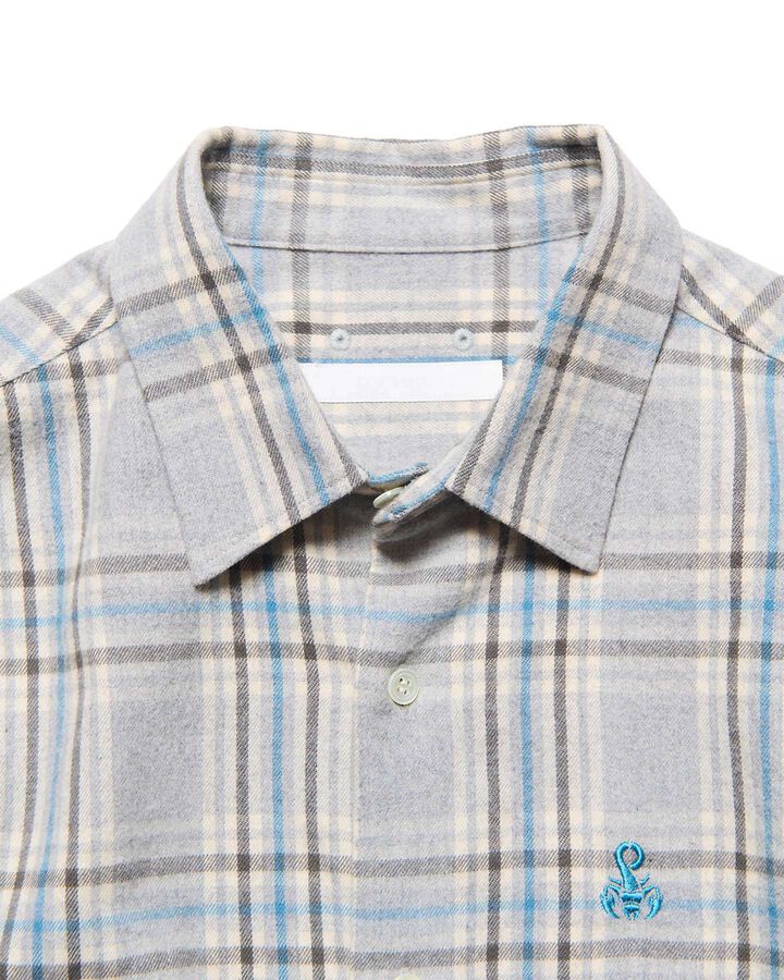 FLANNEL CHECK RELAX-FIT SHIRT,LIGHT GRAY, medium image number 2