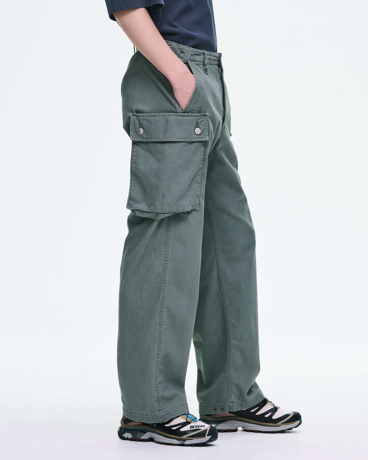 DAMAGED MILITARY PANTS,BLUE, large image number 5