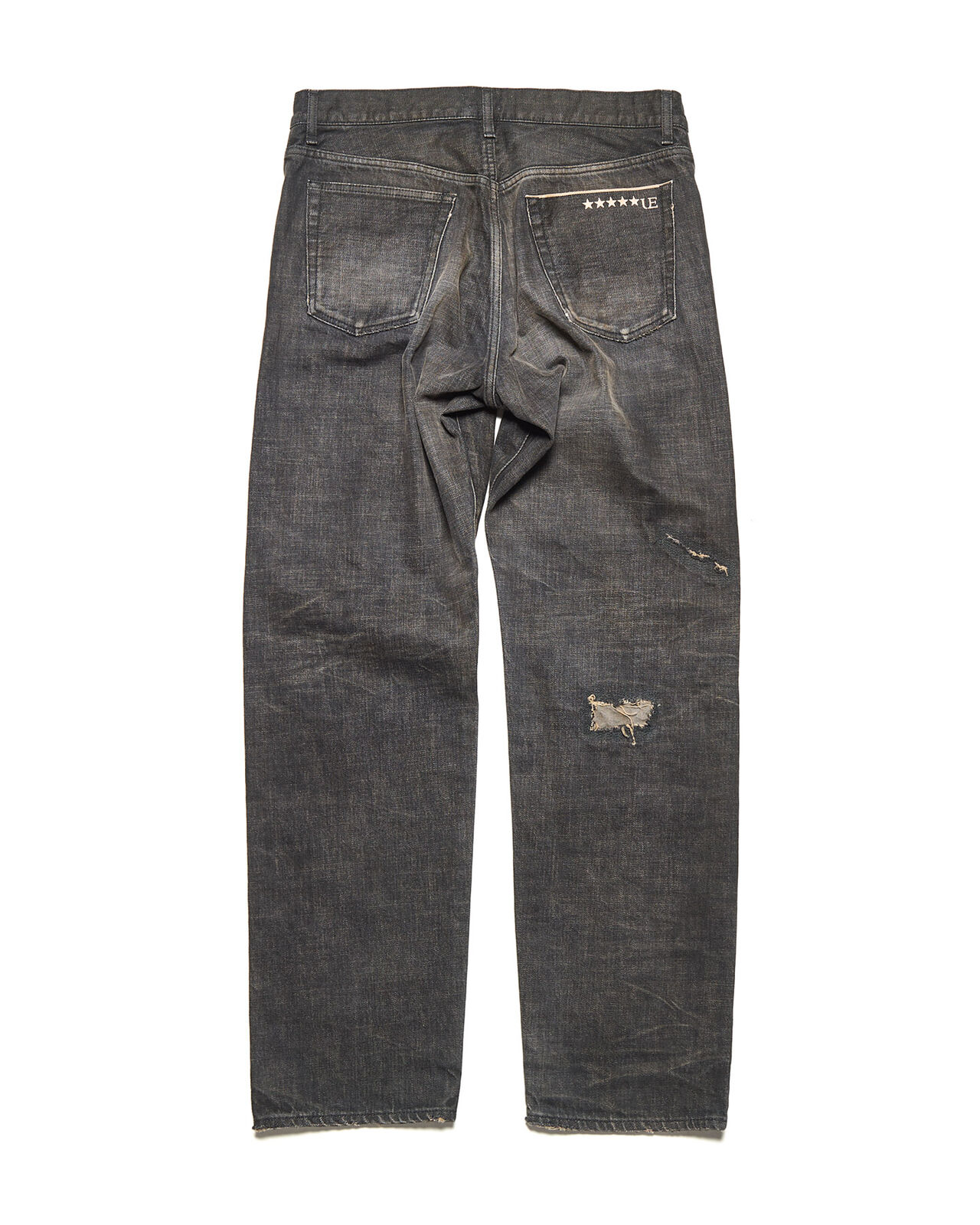 DAMAGED DENIM REGULAR-FIT JEANS,BLACK, large image number 1