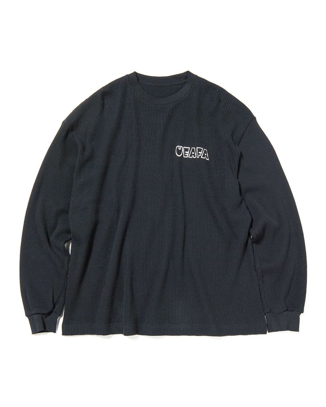 UEAFA WAFFLE L/S BAGGY TEE,BLACK, large image number 0