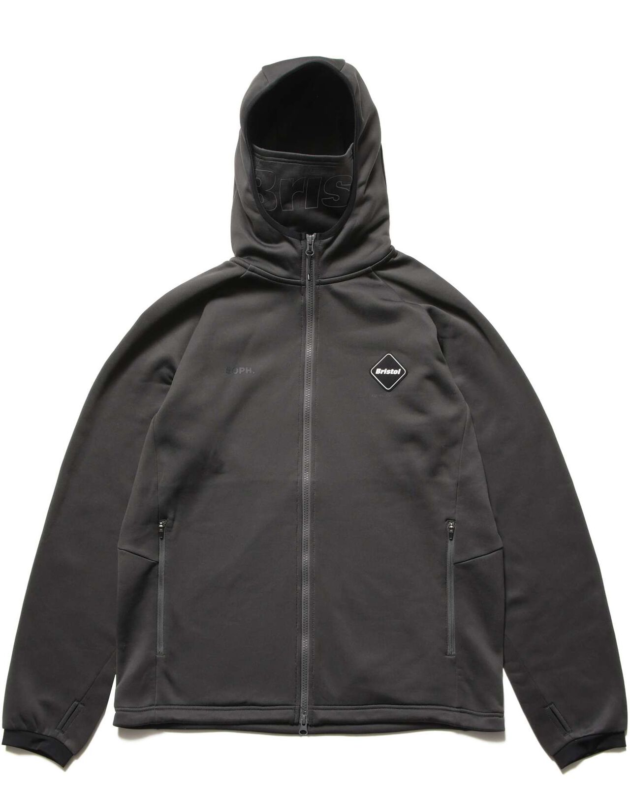 STRETCH FLEECE GAITER HOODIE,CHARCOAL GRAY, large image number 0
