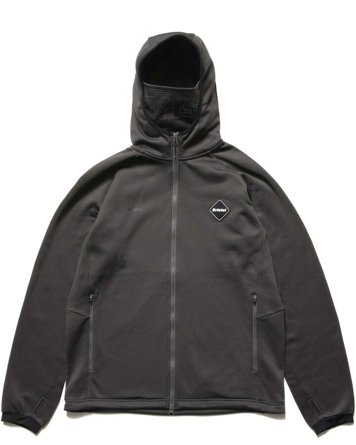 STRETCH FLEECE GAITER HOODIE,CHARCOAL GRAY, medium