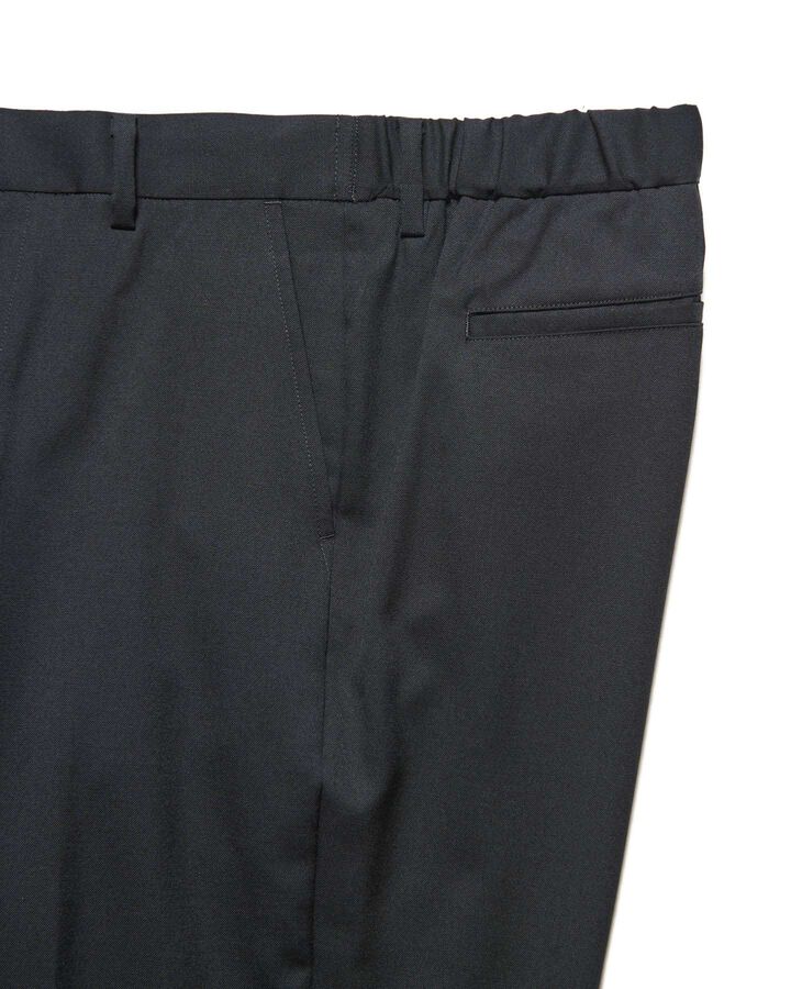 FLANNEL WOOL SHIRRING SLIM-FIT SLACKS,BLACK, medium image number 3