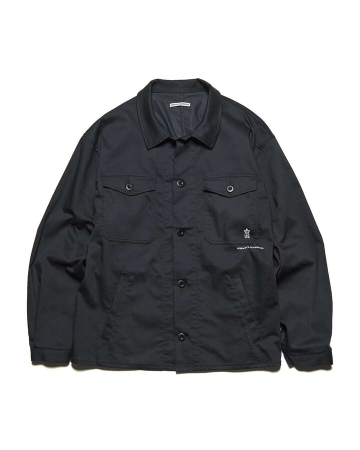 STRETCH TWILL FATIGUE SHIRT,BLACK, medium