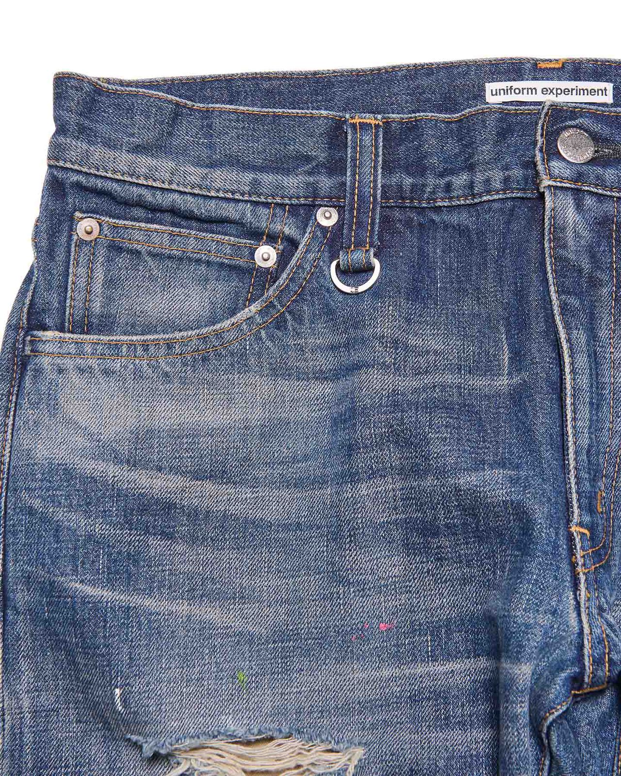 DAMAGED DENIM TAPERED-FIT JEANS,INDIGO, large image number 2