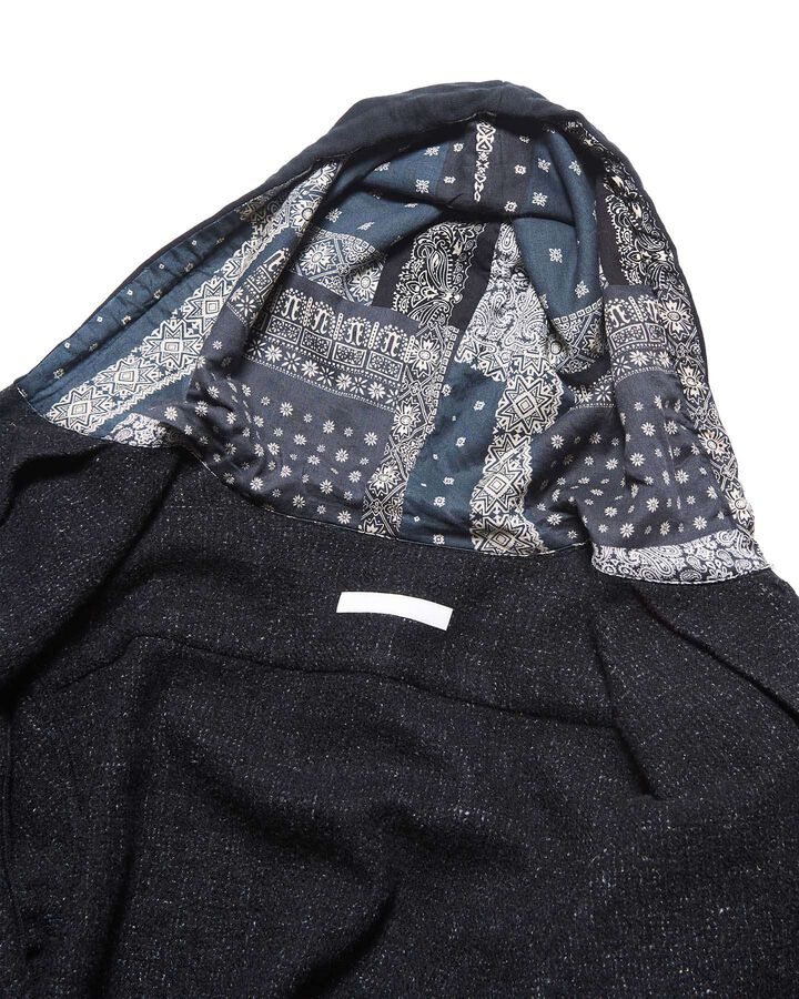 LINEN WOOL HOODED SHIRT,BLACK, medium image number 2