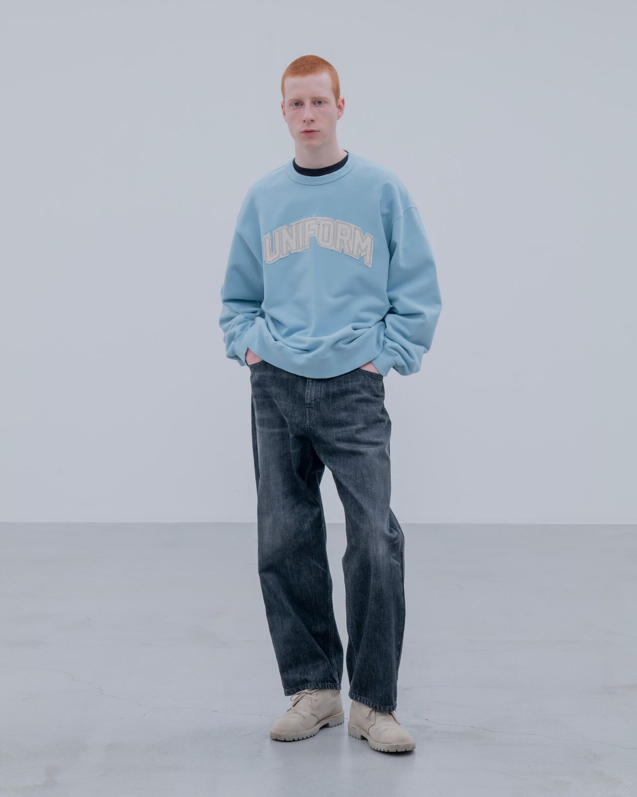 CUT-OUT LOGO SWEATSHIRT,LIGHT BLUE, large image number 4