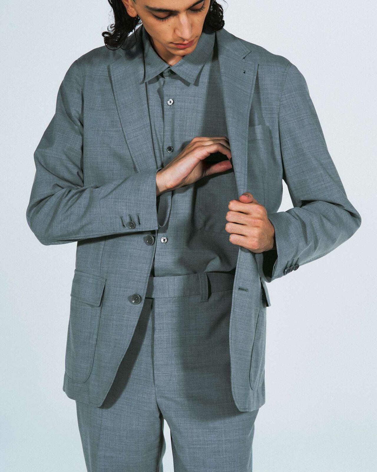 SUMMER STRETCH WOOL STANDARD 2BUTTON JACKET,NAVY, large image number 5