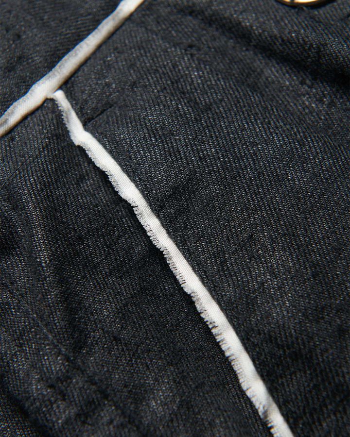 BRUSHED LINEN CUT-OFF PANTS,BLACK, medium image number 3