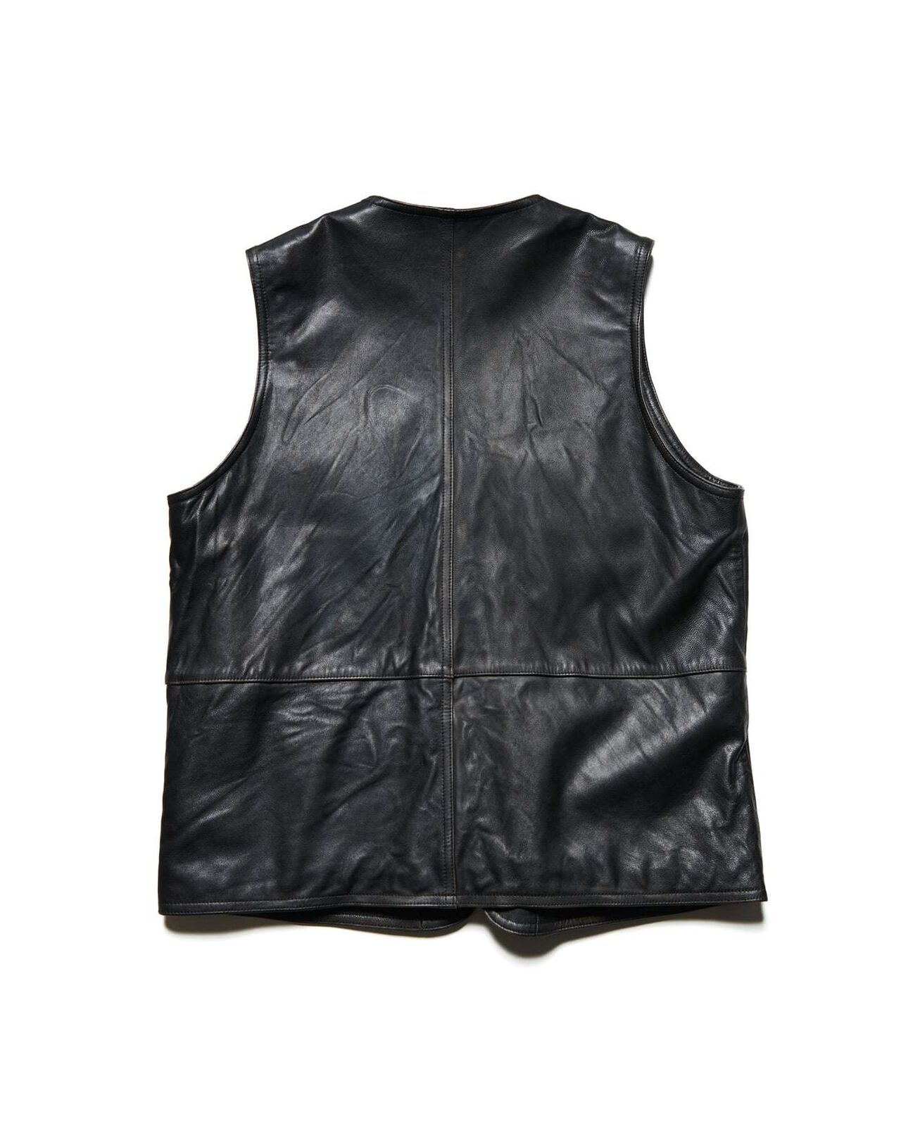 LEATHER 4POCKET VEST,BLACK, large image number 1