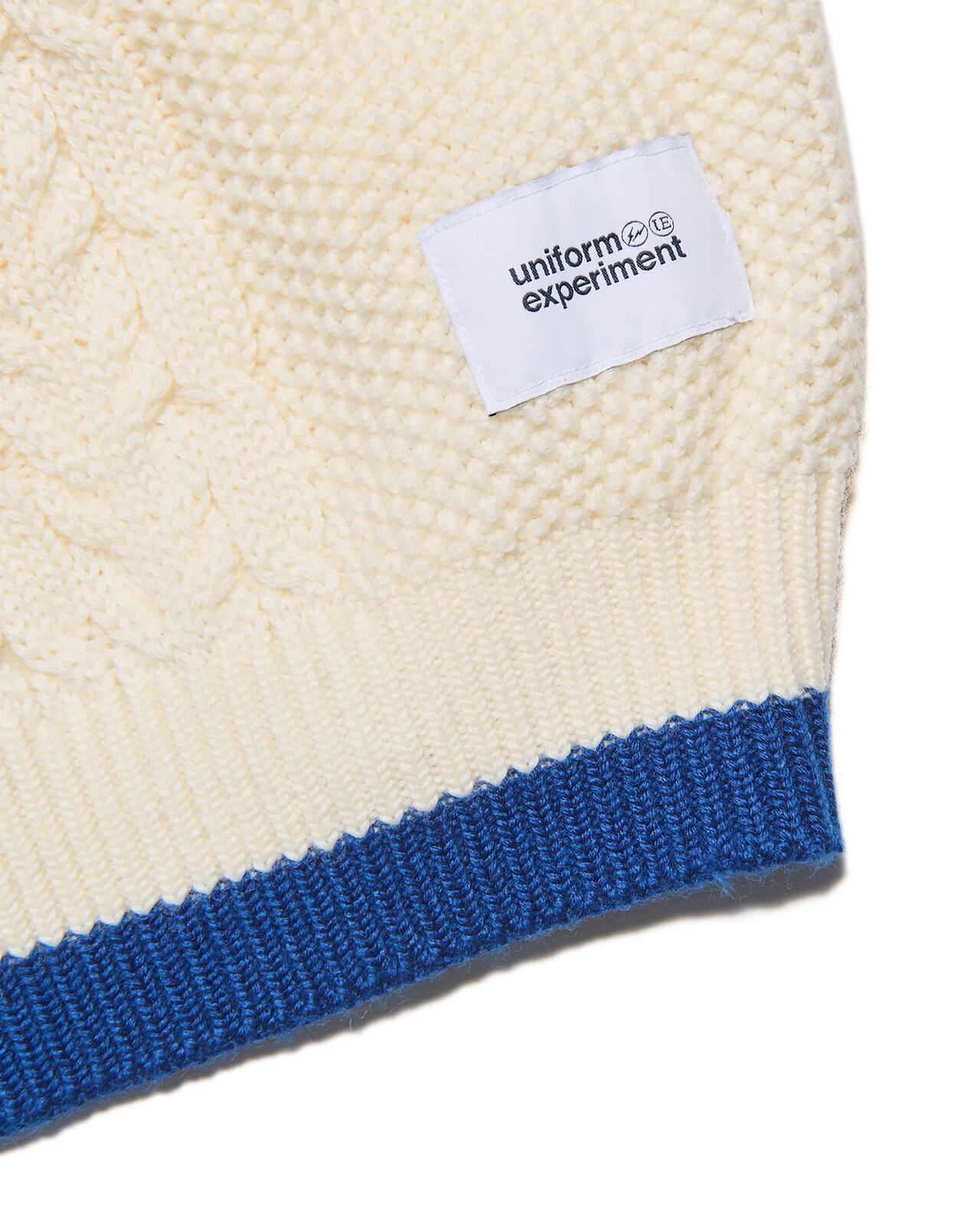 STAR PRINT CHECK PANELED CABLE KNIT,WHITE, large image number 4