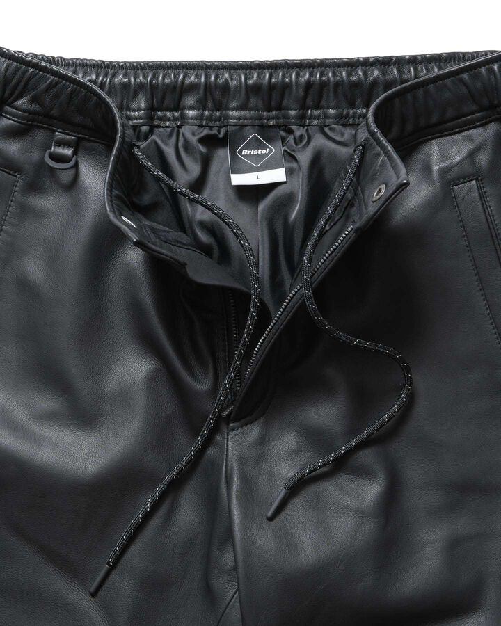 LEATHER TRACK PANTS,BLACK, medium image number 4