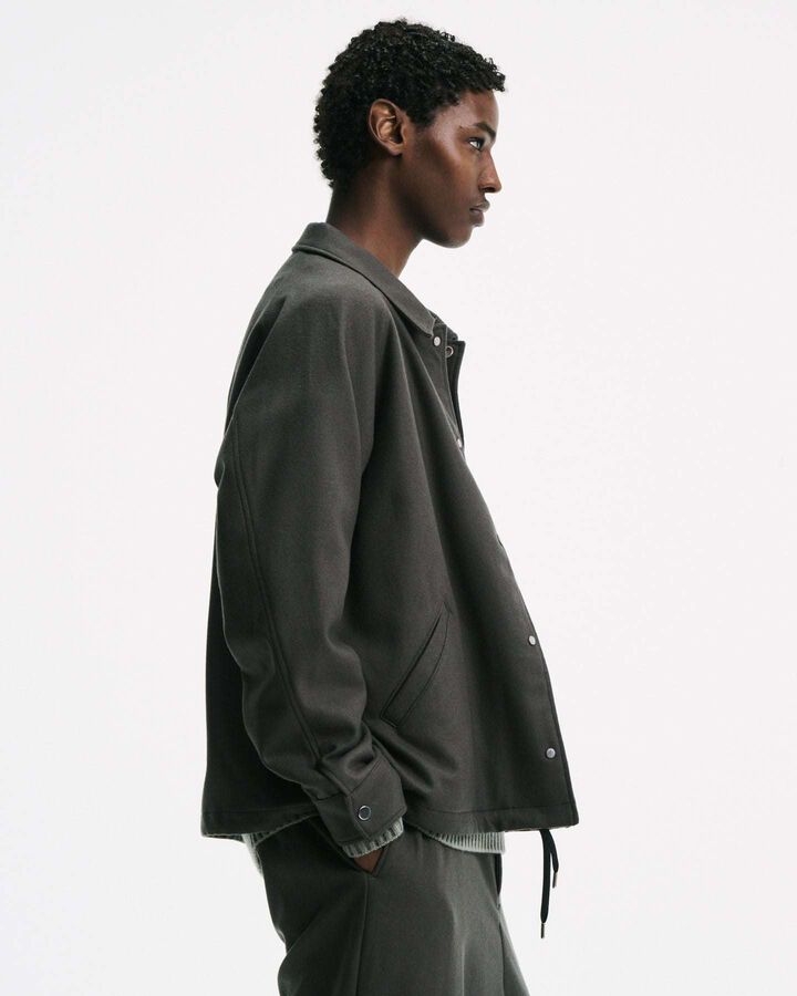 LIGHT MELTON WOOL COACH JACKET,CHARCOAL GRAY, medium image number 6