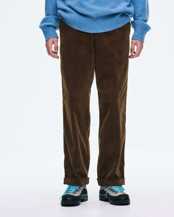 CORDUROY DOUBLE HEM PANTS,BLACK, medium image number 6